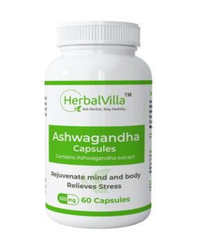 Herbvilla Ashwagandha (Indian Ginseng) 500mg capsules – Pure Herbs Extract for General wellness